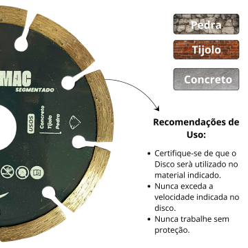Kit 5 Discos Diamantado Segmentado Para Concreto 110mm