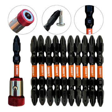 Kit 10 Ponteiras Bits 65mm Ph2 + Limitador Magnetico