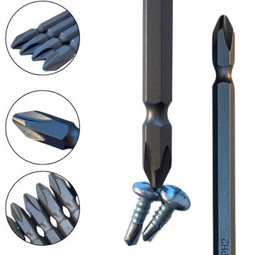 Jogo 04 Ponteira Bits Ph2 02 110mm + 150mm + 200mm Magnético