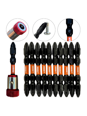 Kit 10 Ponteiras Bits 65mm Ph2 + Limitador Magnetico