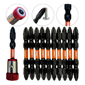 Kit 10 Ponteiras Bits 65mm Ph2 + Limitador Magnetico